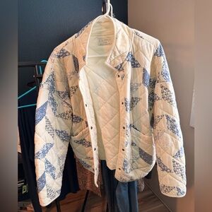 Z Supply Women's Patterned Quilted Jacket - Cream and Blue